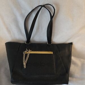 Bebe Black Tote with Gold Accents